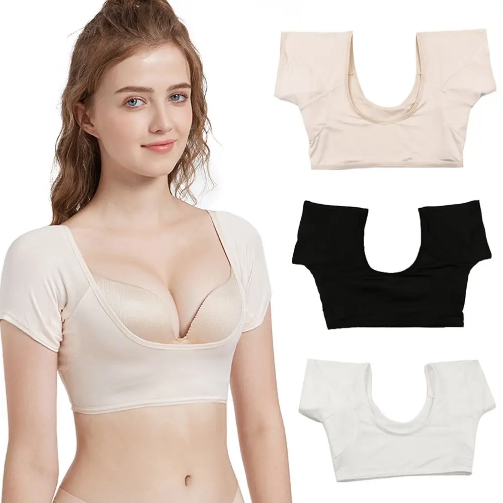 Almofadas de suor em forma de camiseta lavável perfume feminino absorvente axilas almofadas de suor reutilizáveis guardas escudo desodorante
