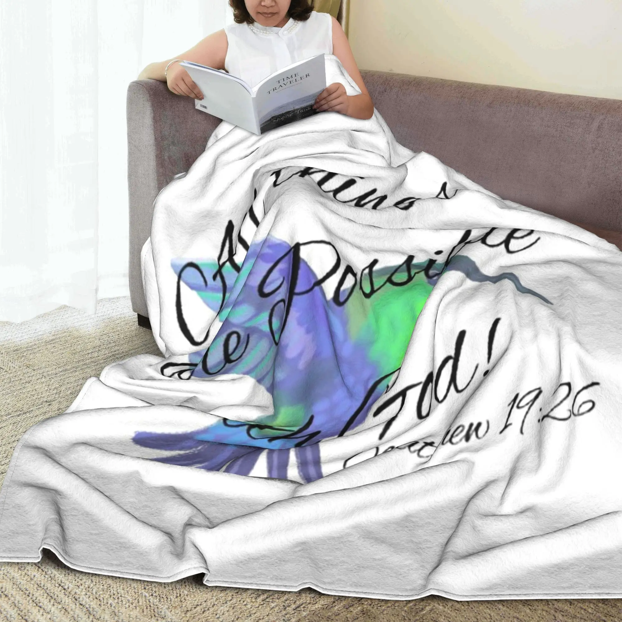 

Beautiful Hummingbird Christian Art Blanket Multi-function Fleece Throw Blanket for Couch Bedding Office Throws Bedspread Quilt