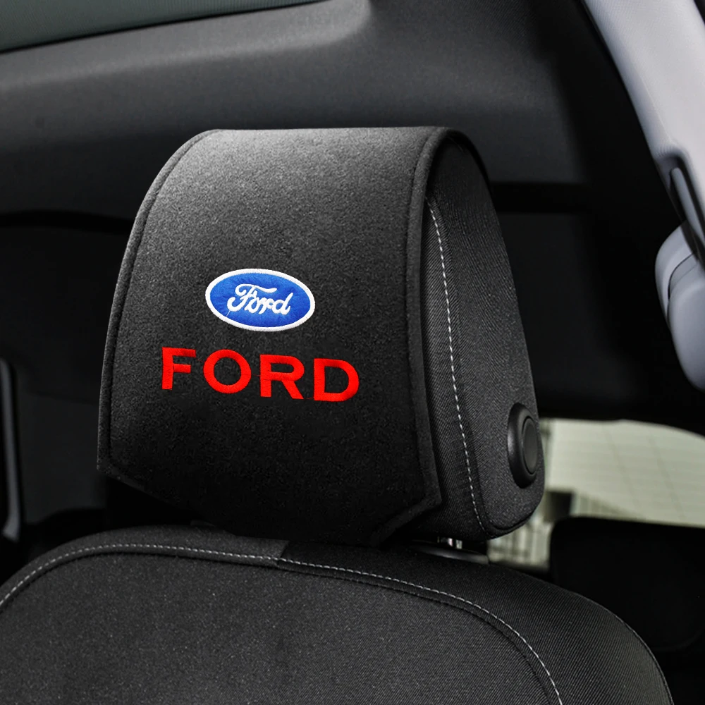 For Ford Focus Fusion Escort Kuga Ecospor Car Headrest Cover Head Rest Cushion Leather Neck Pillow Case Car Interior Accessories