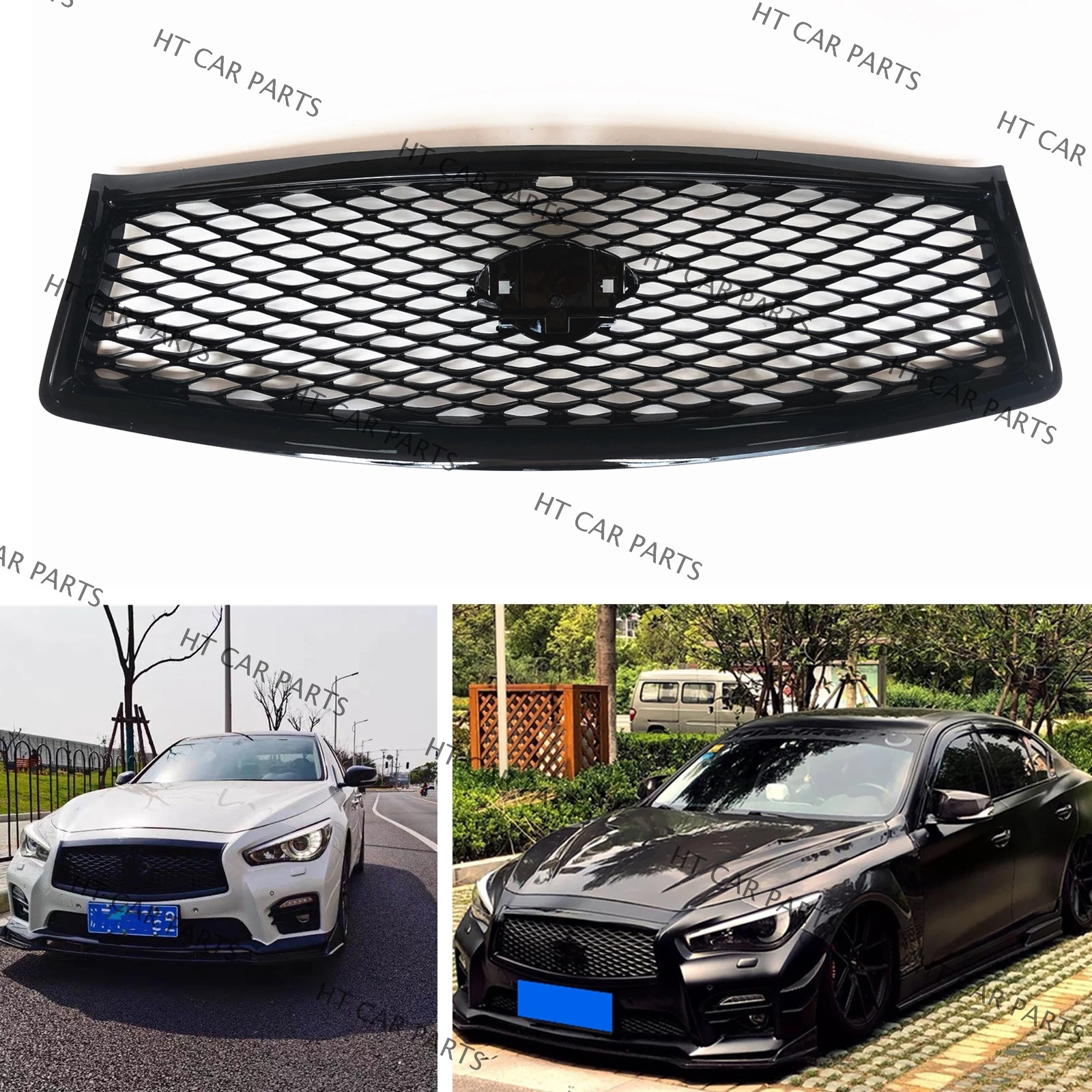 

1 pcs Glossy Black Front Bumper Grille For Infiniti Q50 Q50S 2014-2017 2014 2015 2016 2017