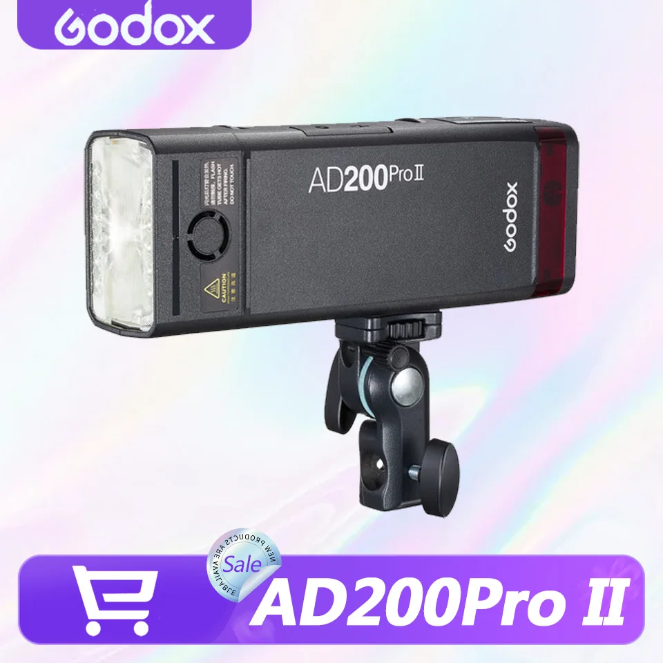 

Godox AD200Pro II 200Ws TTL Pocket Flash with Bi-color Modeling Light HD Color Screen 1/8000 Sec Sync for Photography Flash
