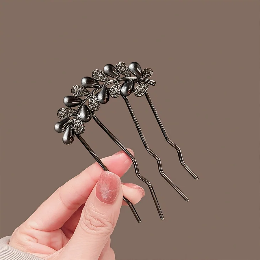 Chinese Ancient Style Exquisite Rhinestone U-Shaped Comb, Feminine Elegance, Daily Metal Hair Clip, Hairpin