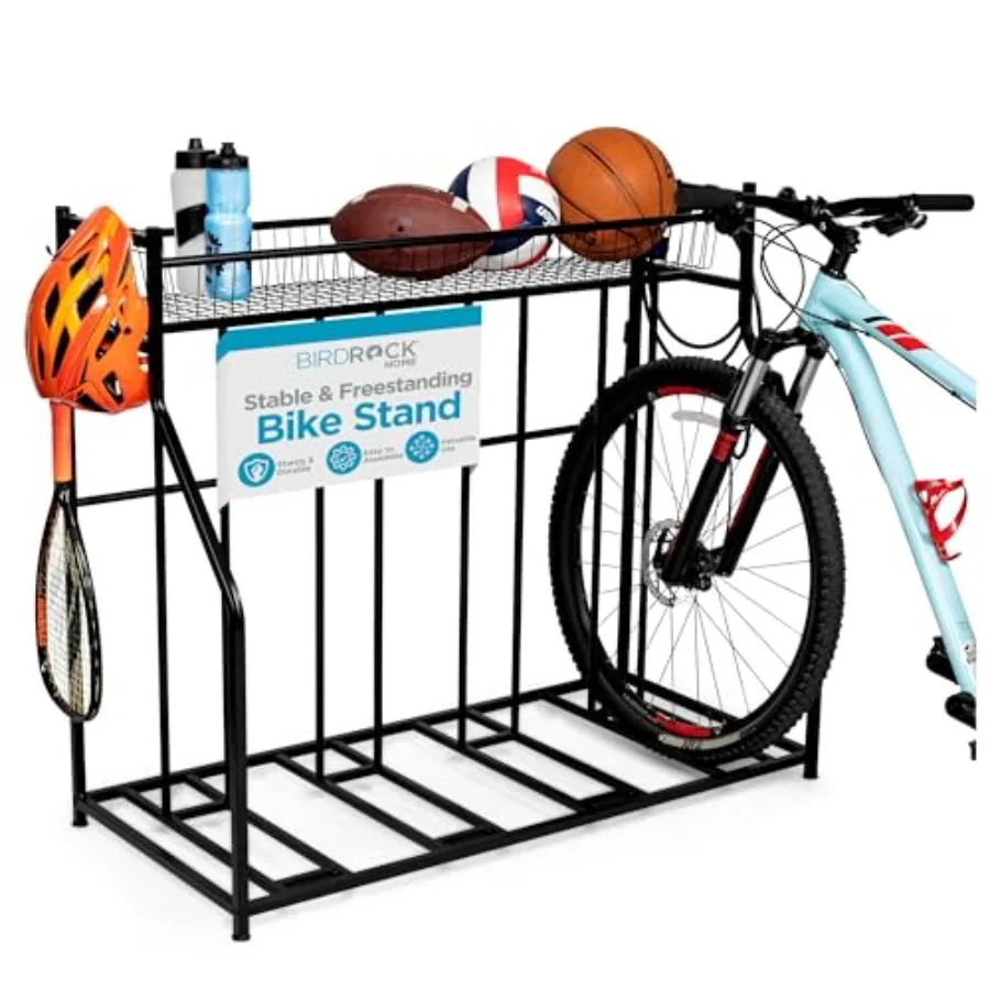 

Bike Rack Garage Storage Floor Stand - Freestanding Organizer for Outdoor Yard - Upright Wall Mount for Scooters Rakes Motorcyc