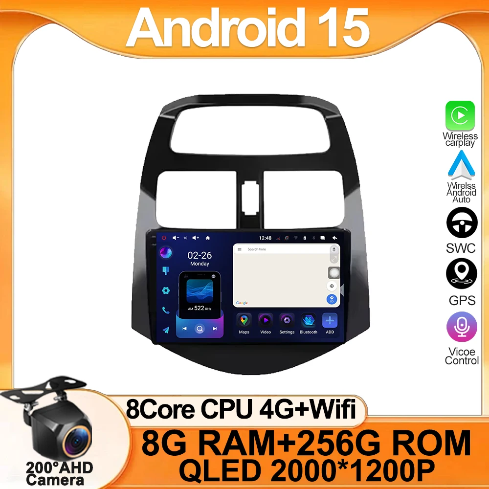 

Android 15 For Chevrolet Spark 2010 2011 2012 2013 2014 Car DVD Radio Stereo Multimidia Player GPS Navigation 4G Carplay 2DIN