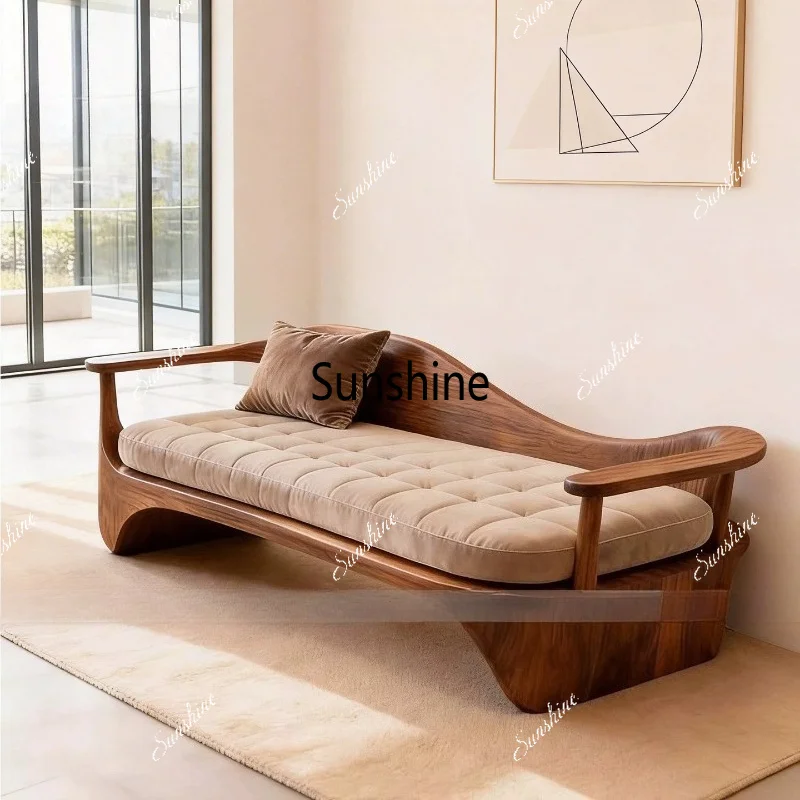 New Chinese solid wood living room small apartment concubine chair beauty couch sofa recliner