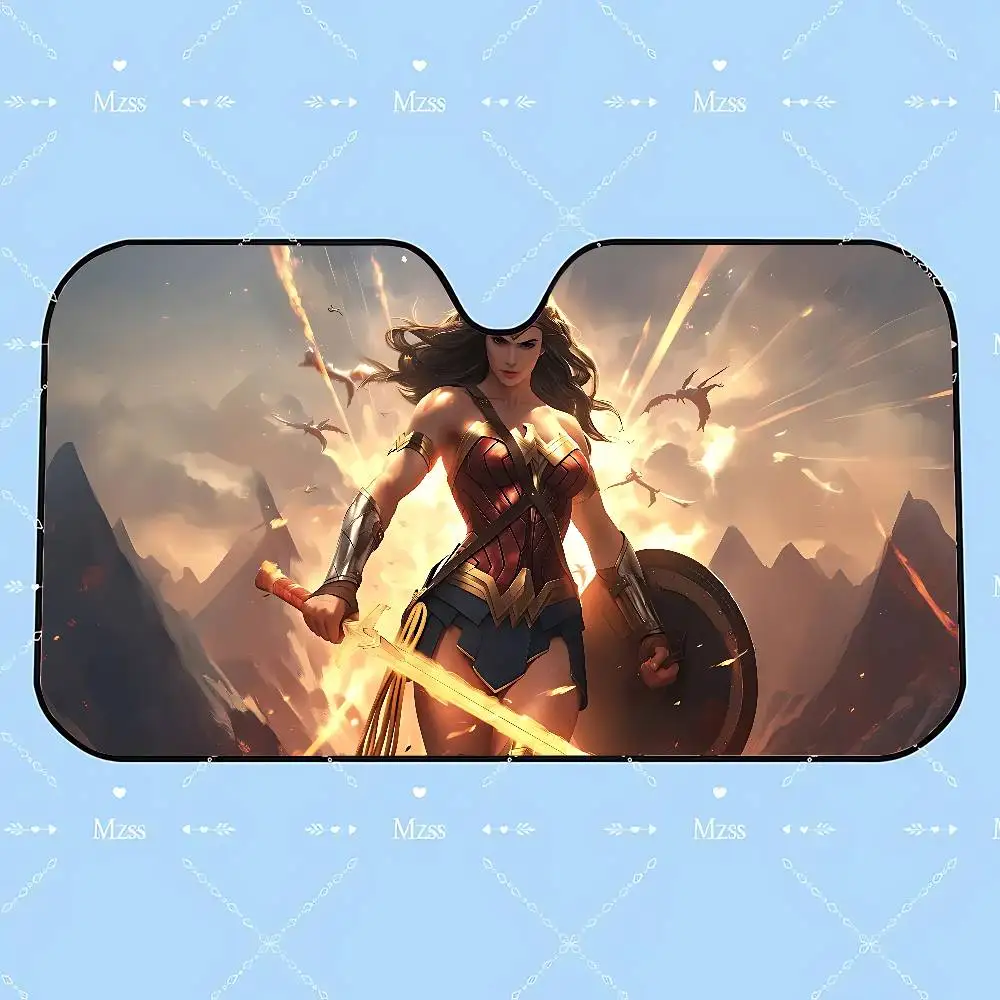 بارد W-Wonder W-Woman سيارة ظلة الستائر القيادة سيارة ظلة غطاء الزجاج الأمامي الظل سيارة ظلة الأشعة فوق البنفسجية قناع حامي #5