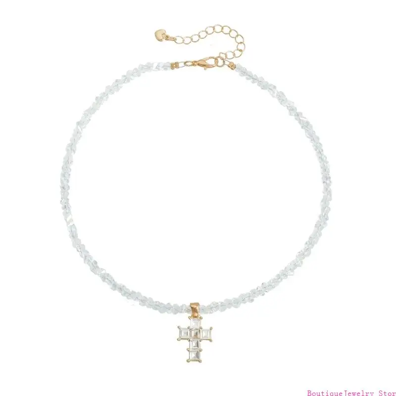 E1PE Portable Triangular Crystal Crosses Necklace With Easy Storage For Travel Convenience And Fashion Maintenance