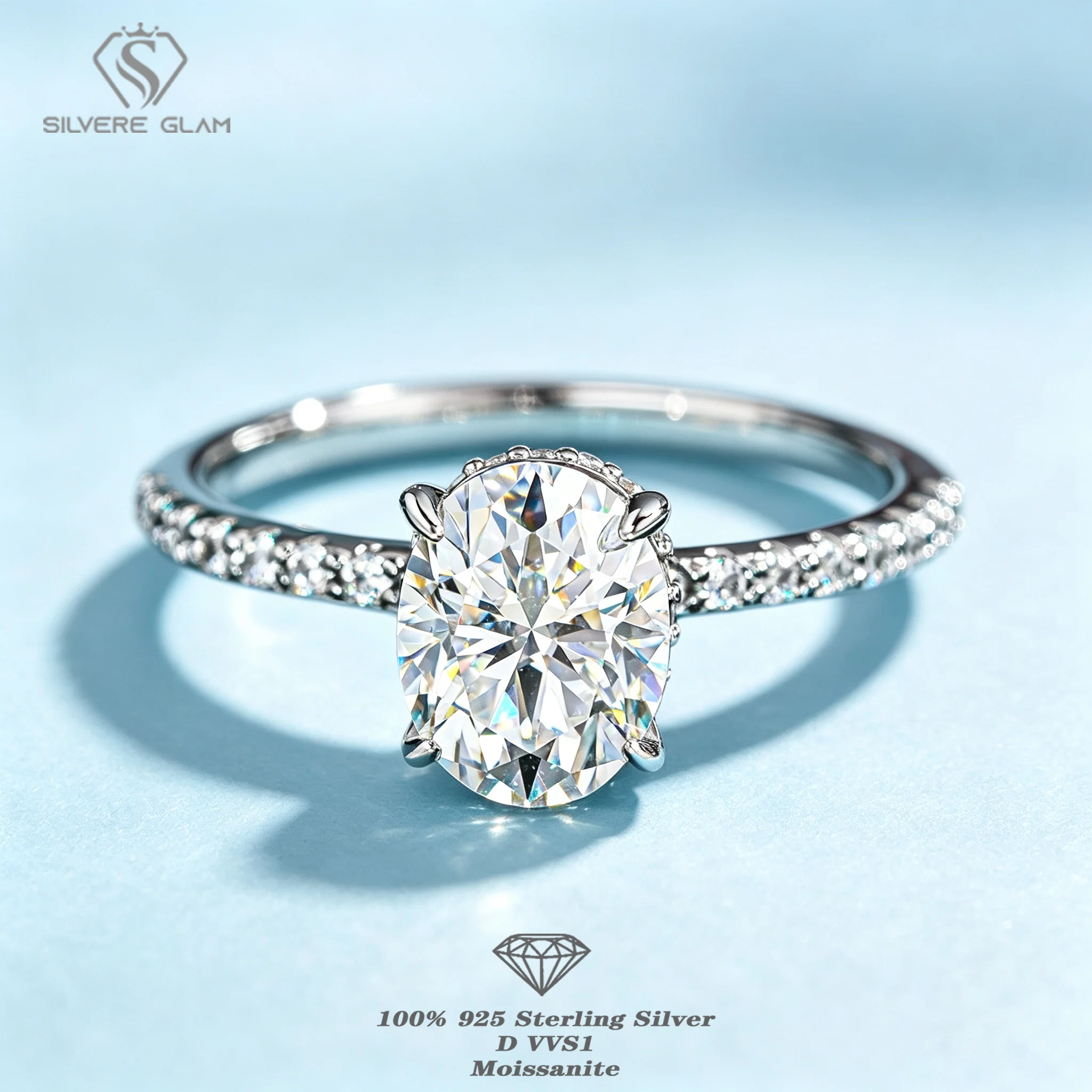 TY 1-3 Carat 925 Sterling Silver Moissanite Ring Pigeon Egg Diamond Ring D Color Moissanite Lab Gems Wedding Ring Fine Jewelry