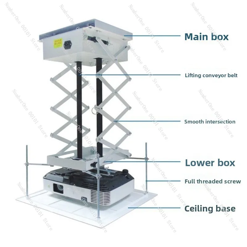 Projector electric lift with a travel range of 1m ~ 3m and wireless remote control electronic limit electric retractable lift