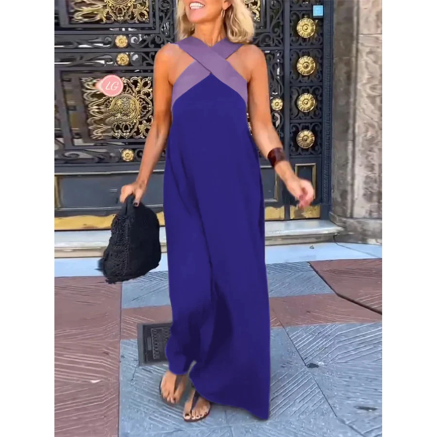 Sommer 2025, sexy Cross Ba Long Dr. Damen-Faion-A-Linien-Rock, Polyesterstoff, ohne Sve-Oulder-Träger, Dr