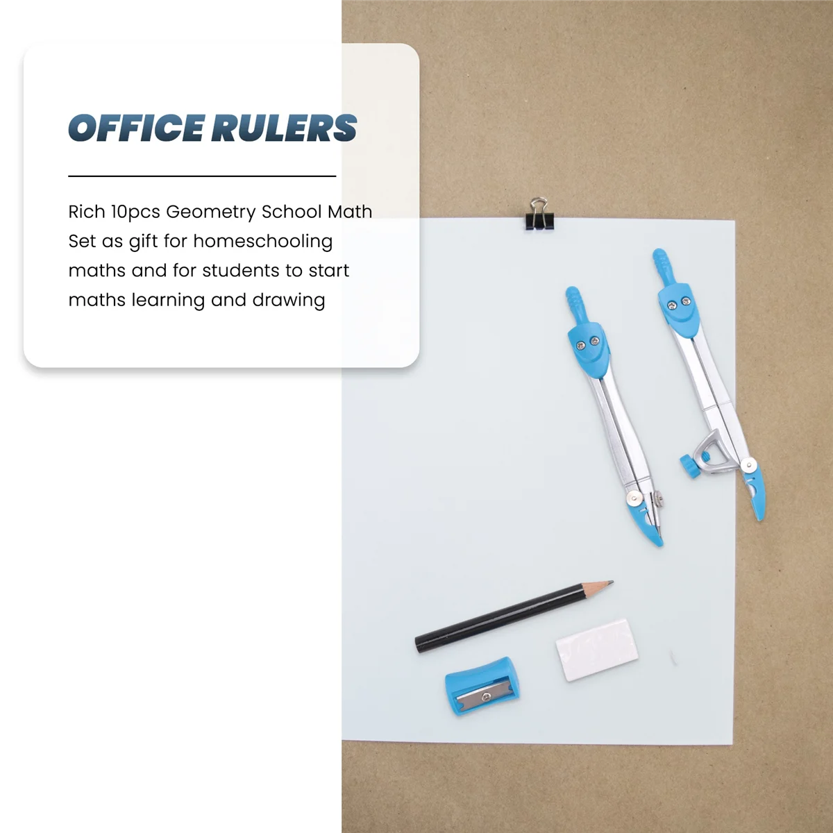 

Super hot Compass Set 10Pcs School Maths Protractor Set Rulers for Student Maths and Engineering in Carry Case