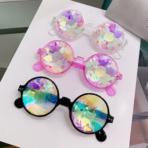 Caleidoscope Psychedelic Glasses for Men and Women, Round Sunglasses, Funny, Elegant, Festival Rave, Women, Carnival Party, Queen Glasses 11 Main Sales Rave Party Glasses - №8