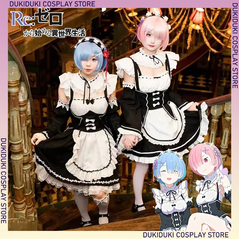 أزياء أنيمي رام ريم التأثيرية إعادة صفر بدء الحياة في عالم آخر زي خادمة لوليتا فستان حفلة لعب الأدوار ملابس كرنفال