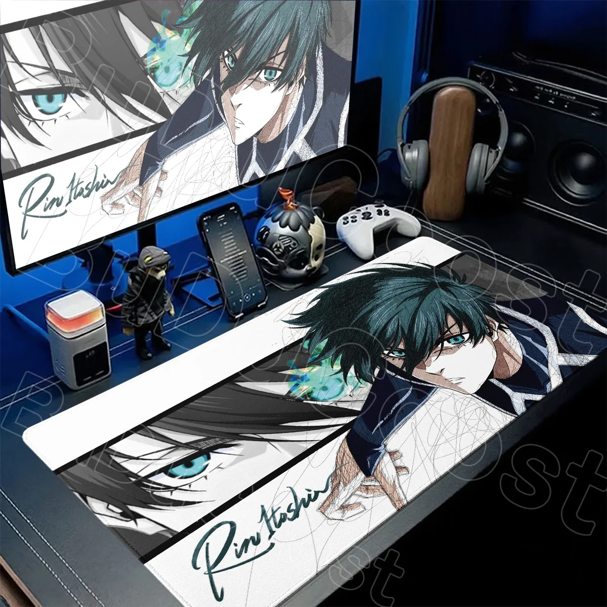 900x400mm Gamer Keyboard PC Extend Table Mat Washable Anime Blue Lock Mousepad HD Printing Laptop Anti-slip Rubber Base Mice Pad