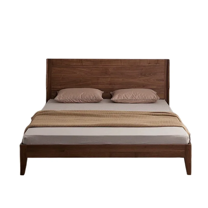 

North American all black walnut light luxury simple solid wood master bedroom Japanese oak cherry wood