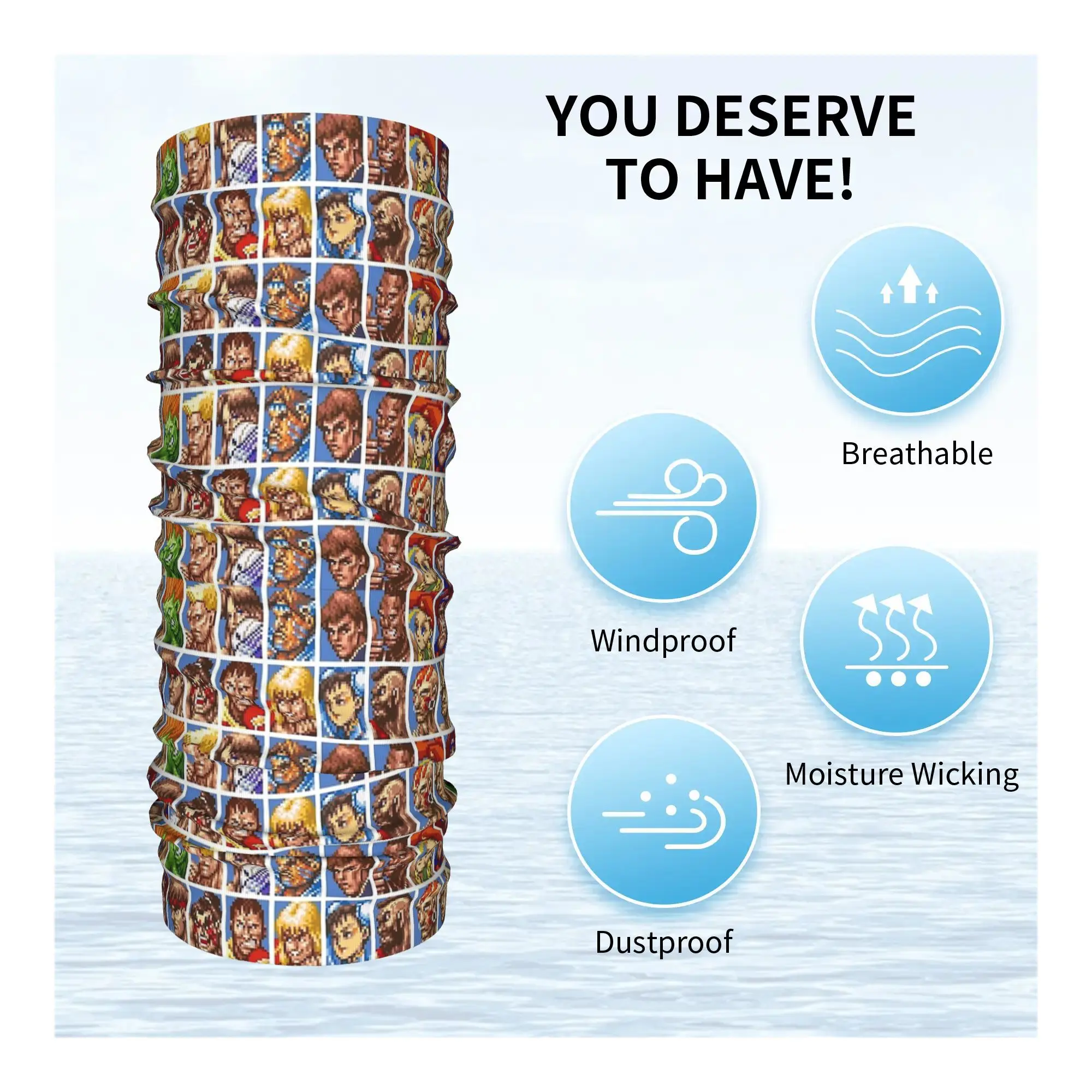 Retratos defectuosos Super Street Fighter Bandana Cuello Polaina Impreso Wrap Máscara Bufanda Diadema cálida Correr Unisex Toda la temporada