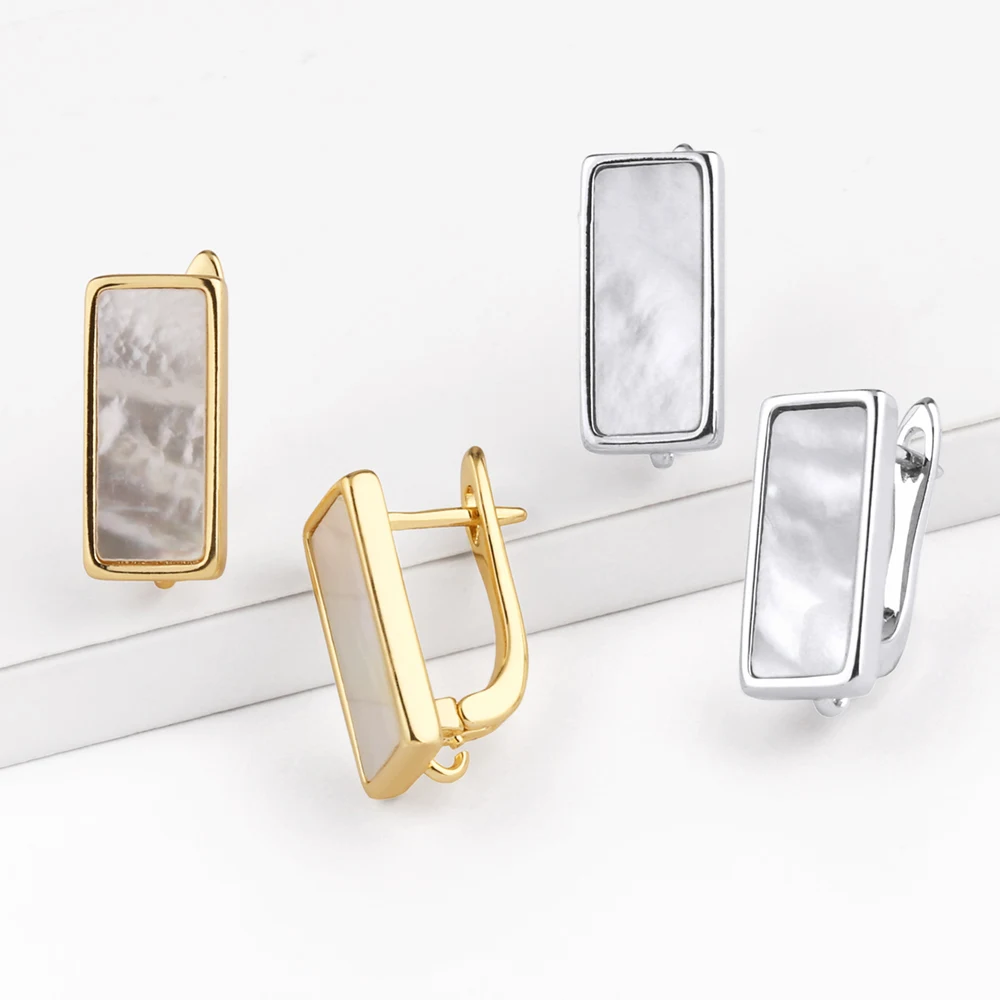 OCESRIO Fashion Shell Rectangle Earring Hooks for Earring Making Copper Gold Plated Earring Design Jewelry Making erha122