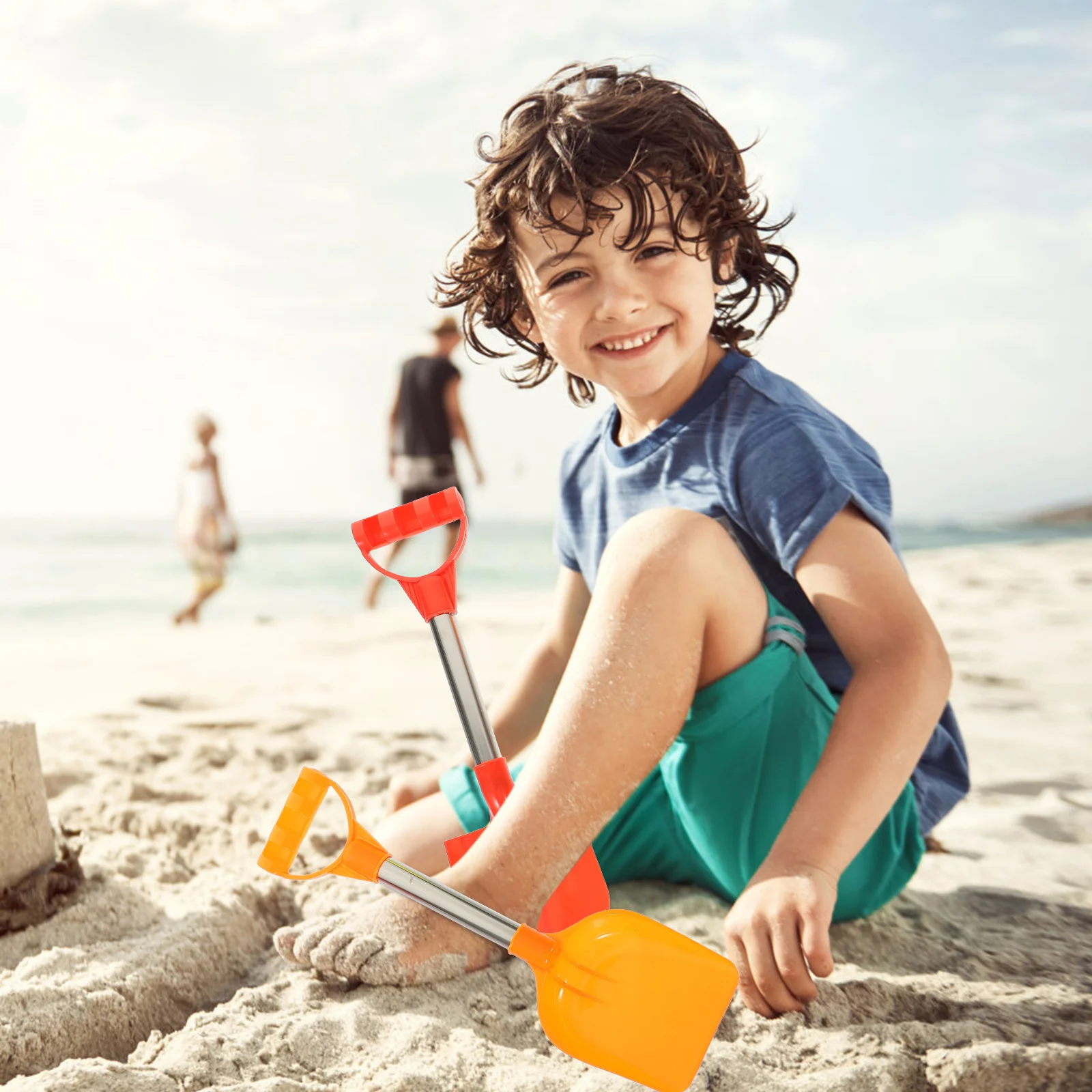 

4Pcs Kids Beach Shovel Set Colorful Sand Digging Tools for Children Safe Lightweight Outdoor Play Summer Pool Party Essentials