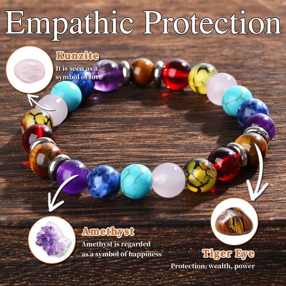 

1 Piece Natural Stone Empathic Protection Healing Crystal Bracelet, Self-love-protection-empathic Protection-opening