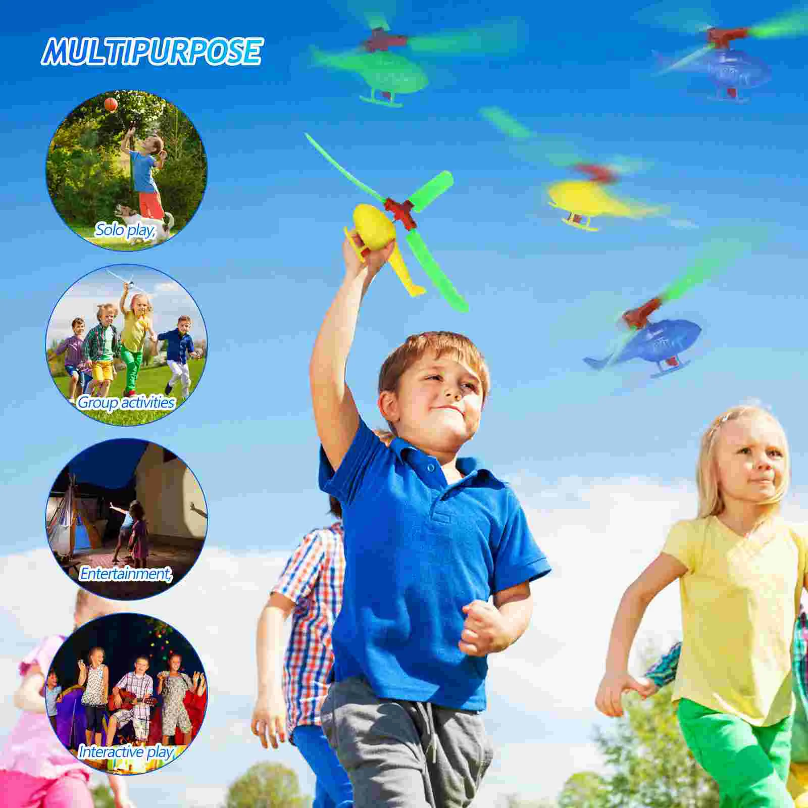 9 Pcs Helicopter Airplane Toy Outdoor Playset Planes Toys Plastic Flying Hand Swirling Pupils outside Kids for