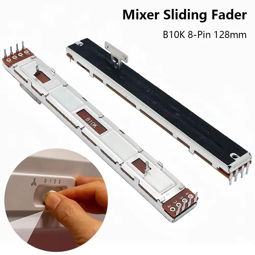 1Pcs B10K Mixer Fader 8-Pin T-Handle 128mm Sliding Fader Plastic Straight Sliding Linear Fader Slider for Behringer X32 Mixer