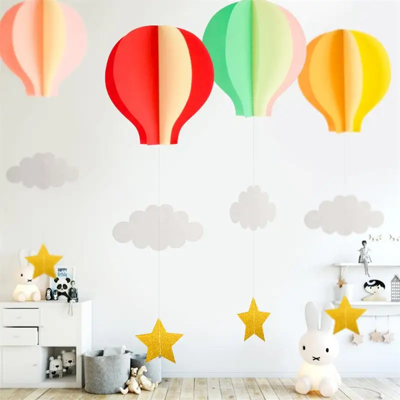 Party Decoration Supplies Love Hot Air Balloon Cloud Three-Dimensional Pendant Kindergarten Holiday Birthday Party Paper Garland