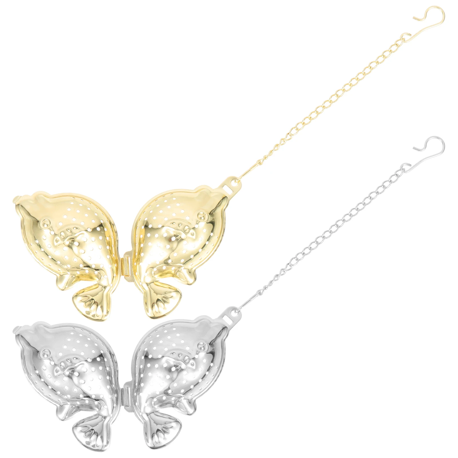 

2pcs Dolphin Shaped Tea Strainer Stainless Steel Infuser Loose Leaf Pot Filter Kitchen Tool Practical Design Use