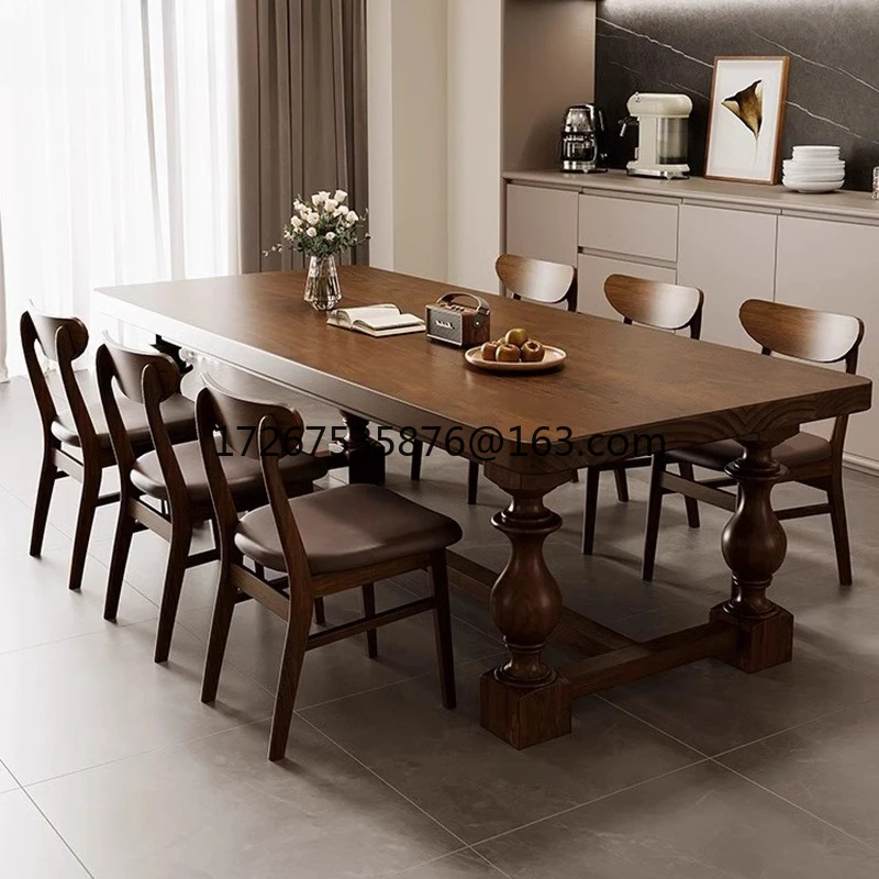 

Обеденный стол и стулья из цельного дерева в стиле ретро, большой стол B & B, прямоугольный, для дома, гостиной, для переговоров, большой длинный стол