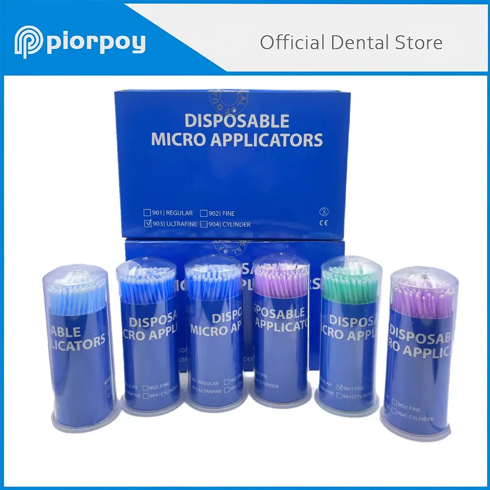 

PIORPOY 400Pcs/Box Dental Micro Brushes Disposable Long Micro Applicator Brush Dentistry Odontologia Extension Whitening Tools