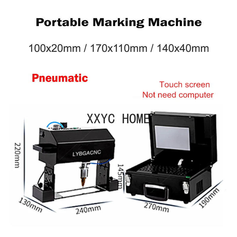 

Портативный гравировальный пневматический маркировочный станок 100x20 170x110 140x40 мм, сенсорный экран для таблички, цилиндра, номера, рамки, шасси
