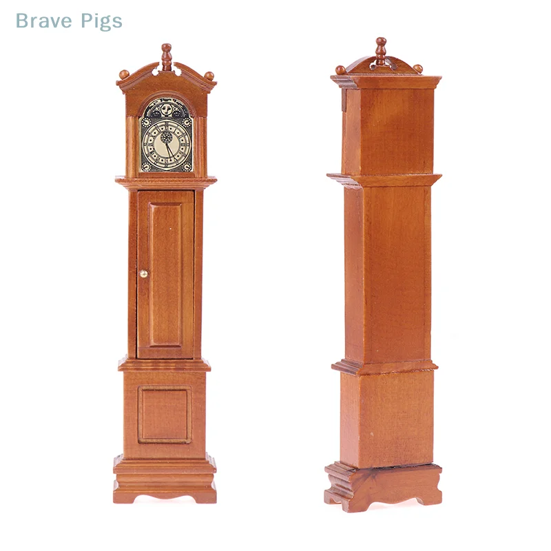 1:12 Dollhouse Miniature Wood Floor Clock Grandfather Clock Doll Furniture Model