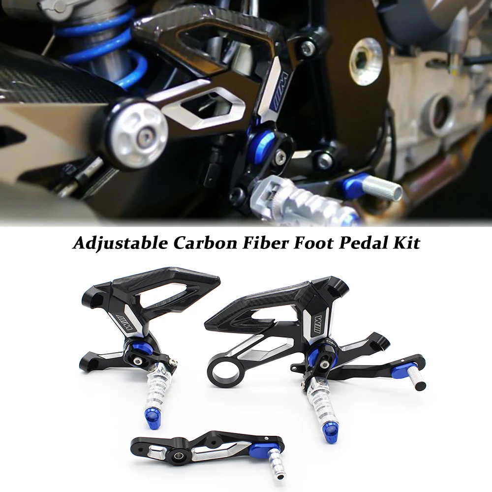 Footrest Foot Pegs For bmw S1000RR M1000RR 2019-2023 S1000R K63 M1000R 2021 -2024 Carbon Fiber Heel Wing Adjuster Rearset