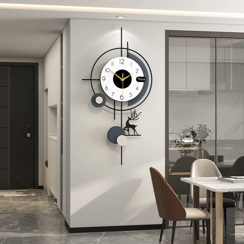

Modern wall clock high-end living room decor clock hanging on the wall no need for punching fashionable creative silent clock