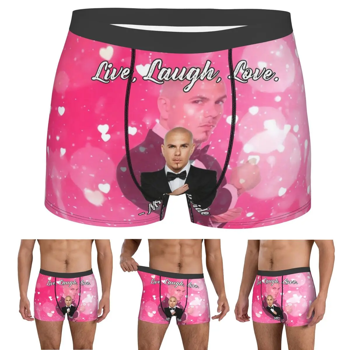 

Трусы-боксеры, шорты Mr. Worldwide Says To Live Laugh Love, розовые трусы, мужское дышащее нижнее белье для Homme, мужской подарок бойфренду