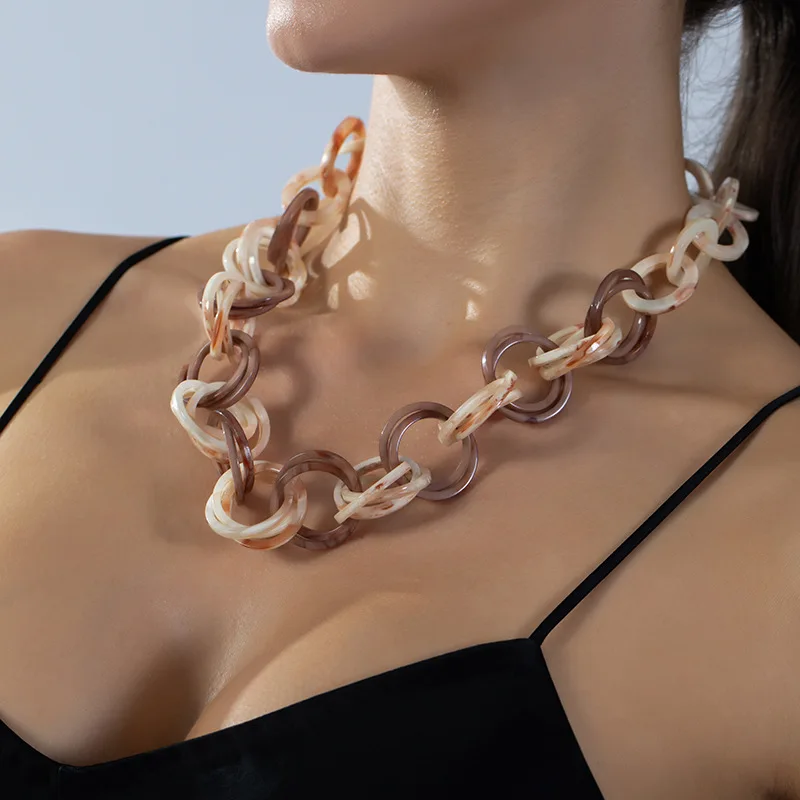 DIY accessories Core blue cross-border European and American jewelry acrylic ring collarbone chain, necklace accessories women's