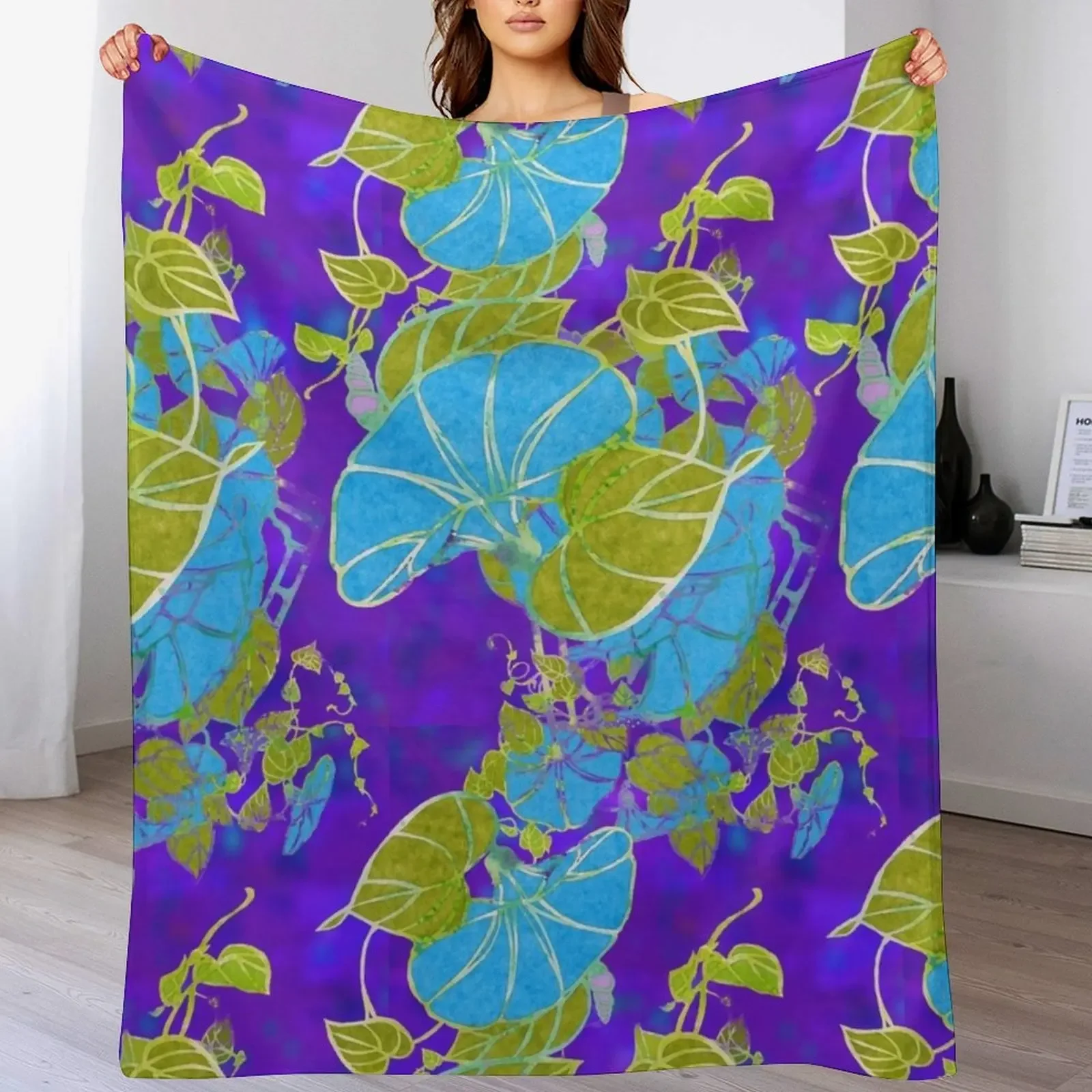 

New Morning Glories RB Throw Blanket Summer for winter Quilt Blankets Sofas Of Decoration Blankets