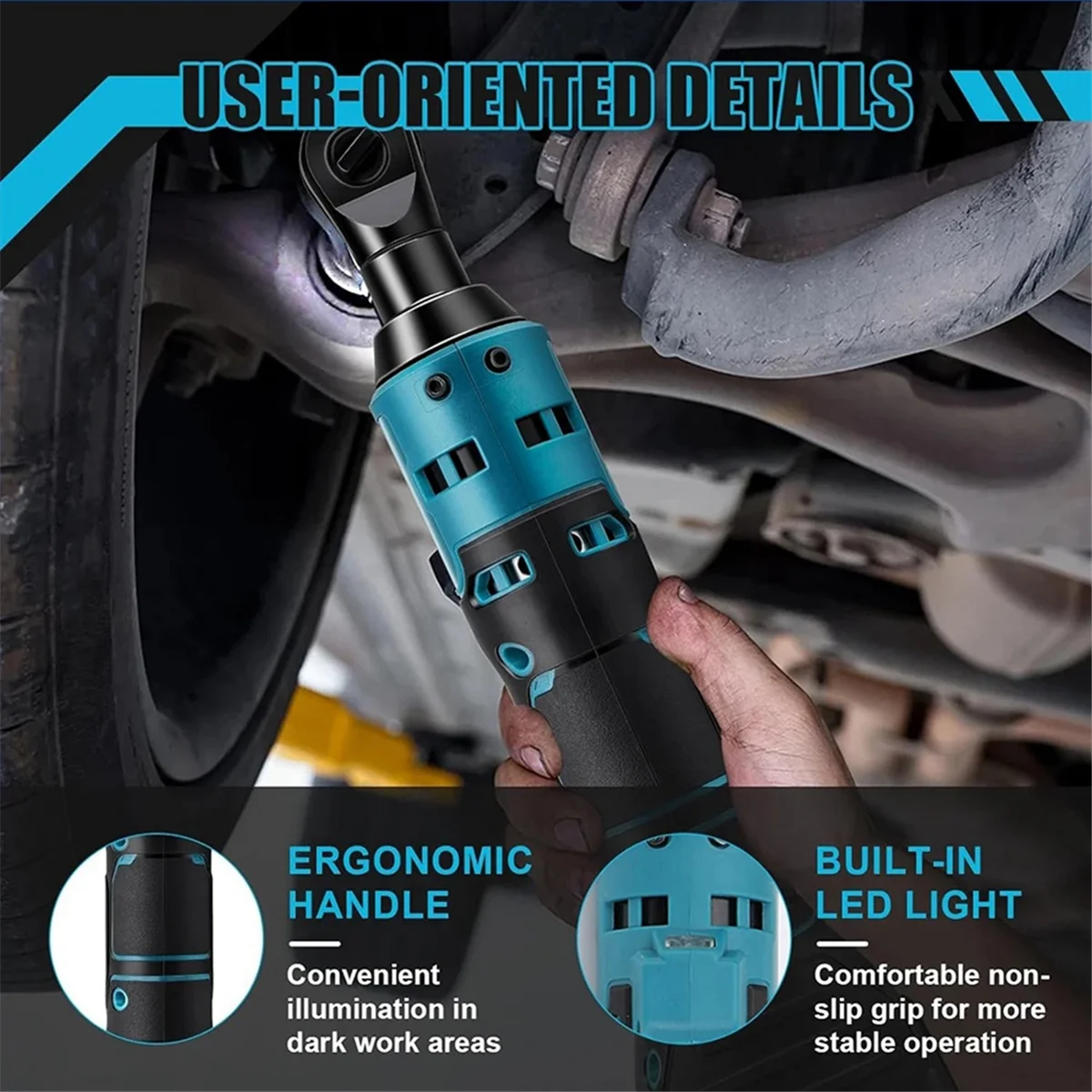 

ABFKW Cordless Ratchet Wrench 3/8inch Electric Rechargeable Screwdriver Removal Screw Nut for Makita 18V Battery