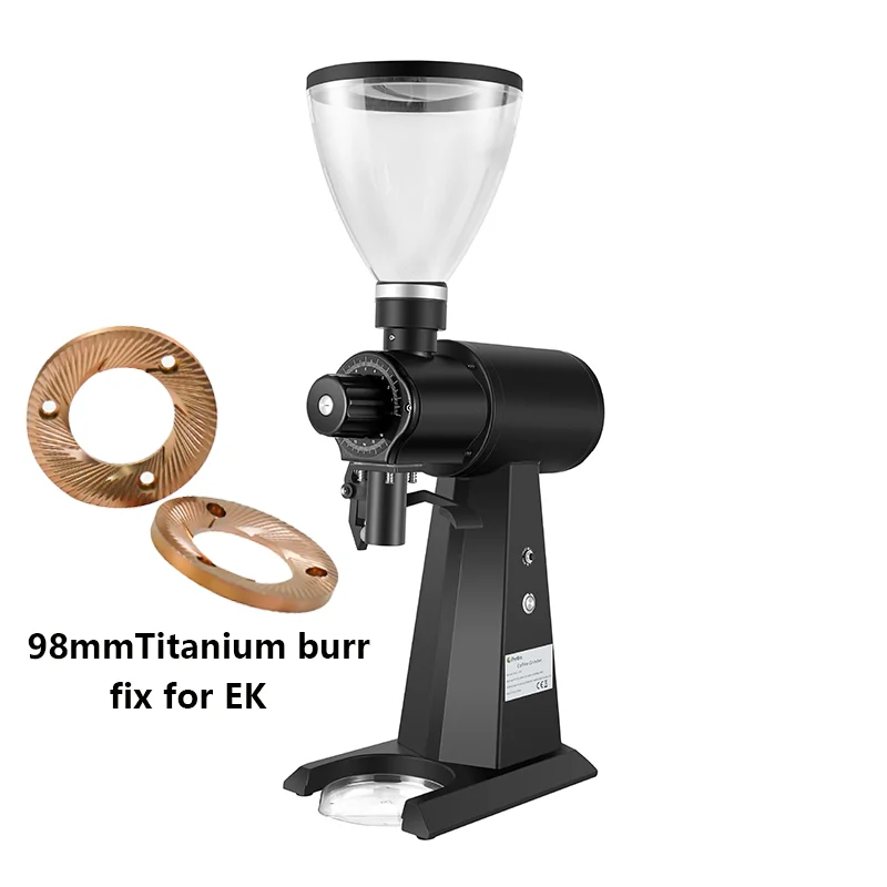 Professional Espresso Coffee Grinder Automatic Commercial Kitchen Grinding 98mm Titanium Bur Coffee Bean Tools EK Hooper