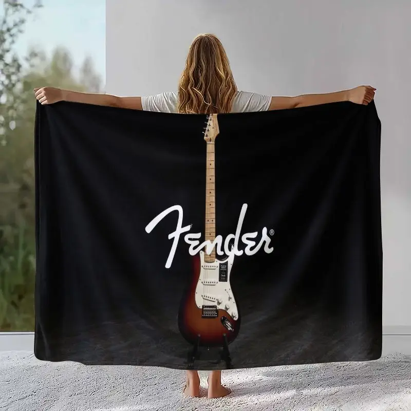 Fender Guitar Theme Rock Music Soft Flannel Blanket,Cozy Warm Throw Blanket for Bed,Sofa,Living Room,Picnic,Camping,Home Decor