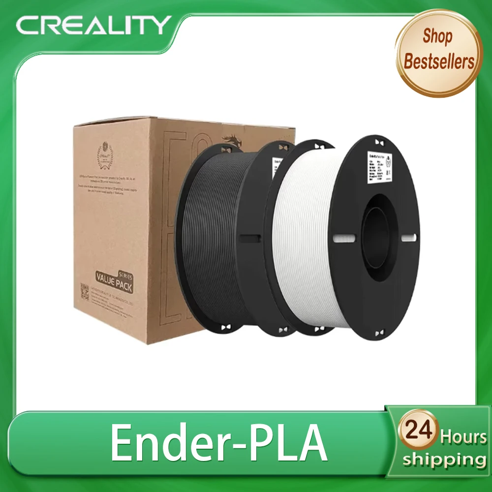 

Набор Creality Ender-PLA Value Pack: 2 кг PLA-филамента 1,75 мм для 3D-принтеров, белый и черный, 2 катушки, совместим с большинством 3D-принтеров