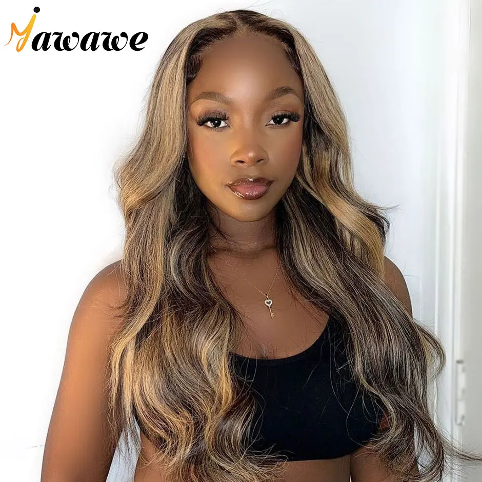 

Body Wave Glueless Wigs 100% Human Hair Ready To Wear precut Preplucked HD Lace Frontal Wigs For Women Curly Lace Wigs YAWAWE