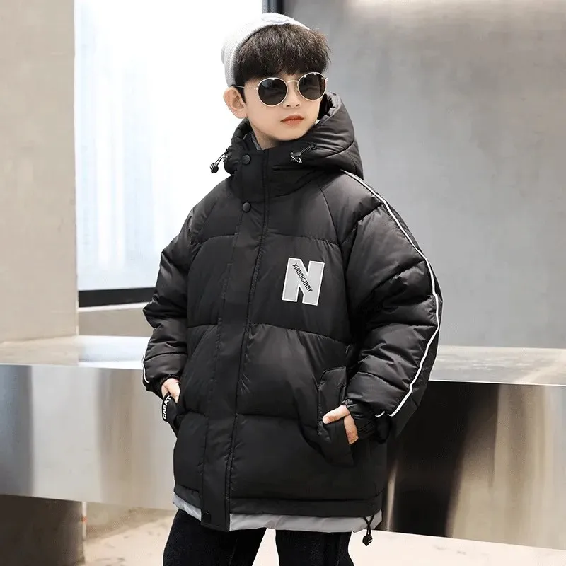 

Boys Winter Down Jacket Thick Warm Coats Casual Kids Hooded Parkas Children Clothing Baby Boy Outerwear Jackets 5-12 Years