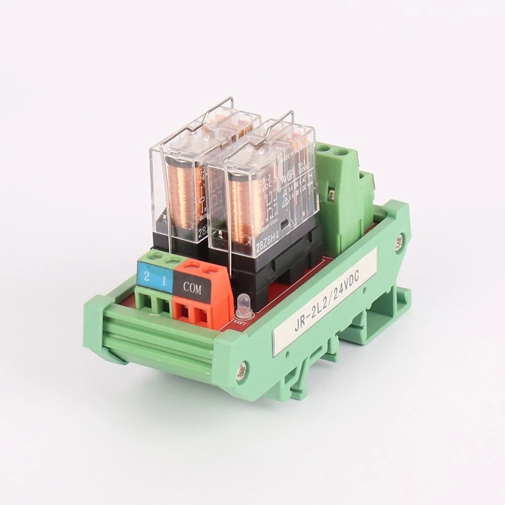 2-Channel Pluggable Relay Module JR 2L2 DC24V 2NO2NC Contact Configuration 5A/250VAC Switching Capacity NPN PNP Compatible
