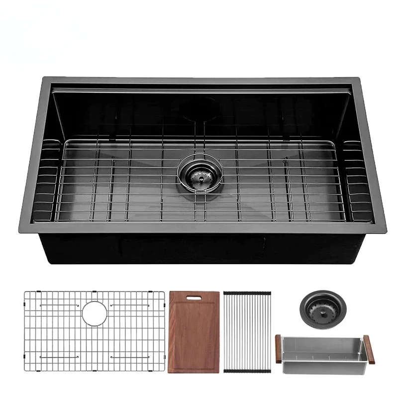 FREE Shipping SS 304 Kitchen Utility Sinks Workstation Undermount Kitchen Sinks With Integrated Ledge and Accessories