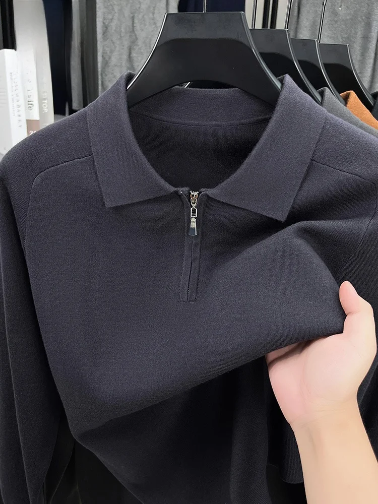 

Rn Мужской вязаный свитер Ne на молнии Long Sve Pure Color Универсальная внутренняя и верхняя одежда Autumn Faion Ci Life