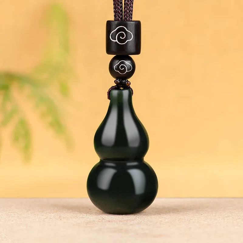 

Natural Hotan Jade High-quality Pendant Gourd Jade Pendant for Men and Women Dark Green Jade Pendant High-end Charm Jewelry