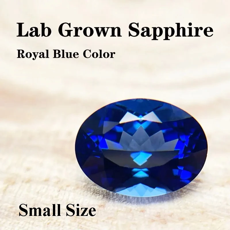 Lab Grown Sapphire Small Size Oval Shape Royal Blue Color VVS1 Quality Pendant Gemstone for DIY Jewelry Making No Certificate