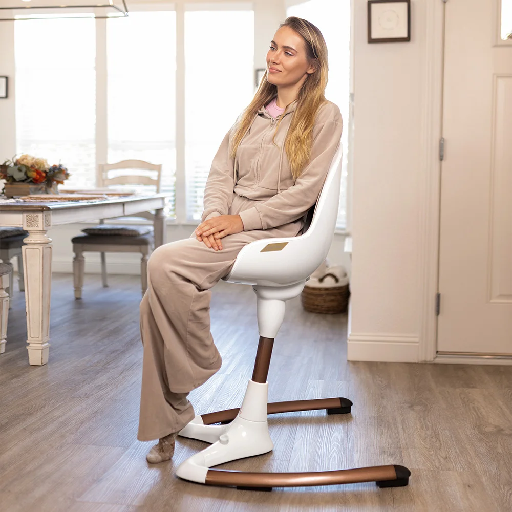 Hot Mom Baby High Chair - Luxury, Adjustable Seat Angle & up heights, Double Tray, life-time Availability, White Gold.