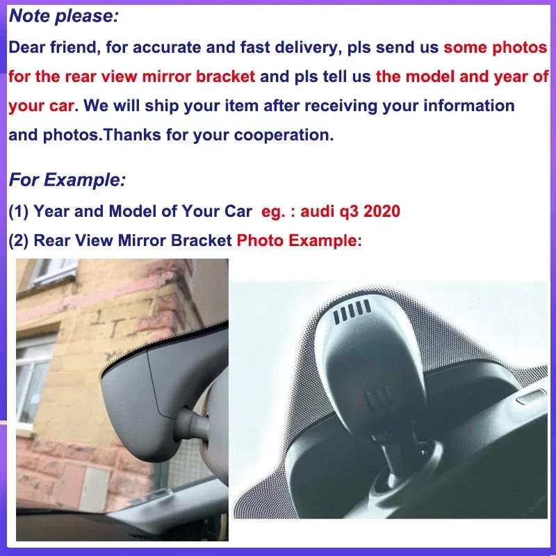 Plug and Play 4K Wifi DashCam Car-DVR for Audi a4 b6 b7 b8 a6 c6 c7 c8 a5 a7 a8 q5 q7 tt rs3 rs5 rs7 with light sensor 2020 2021