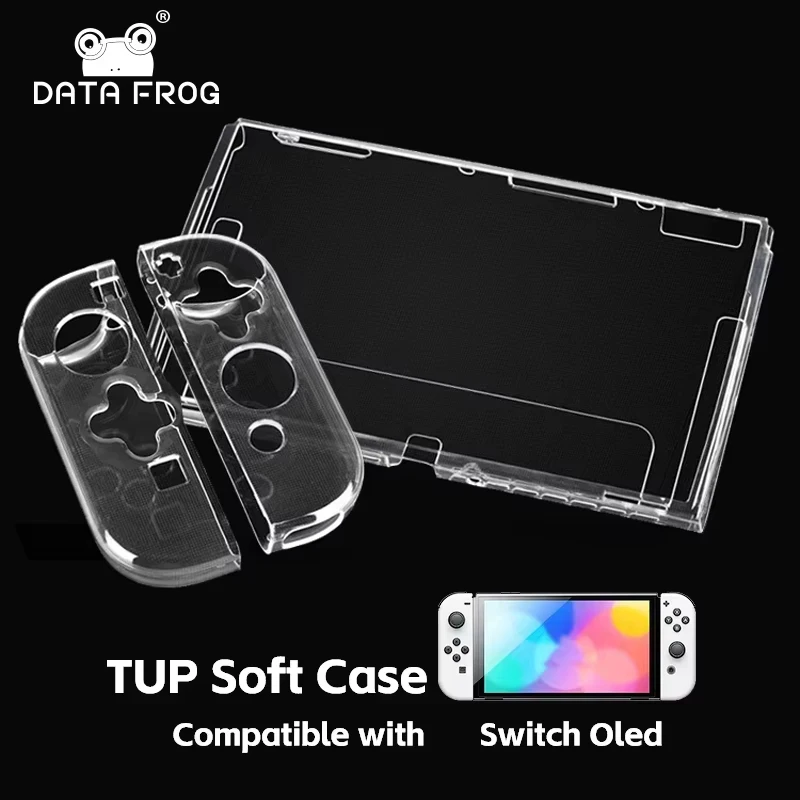 Capa Protetora Transparente de TPU Macio Data Frog, Anti-Risco e à Prova de Choque para Console de Jogos Nintendo Switch OLED